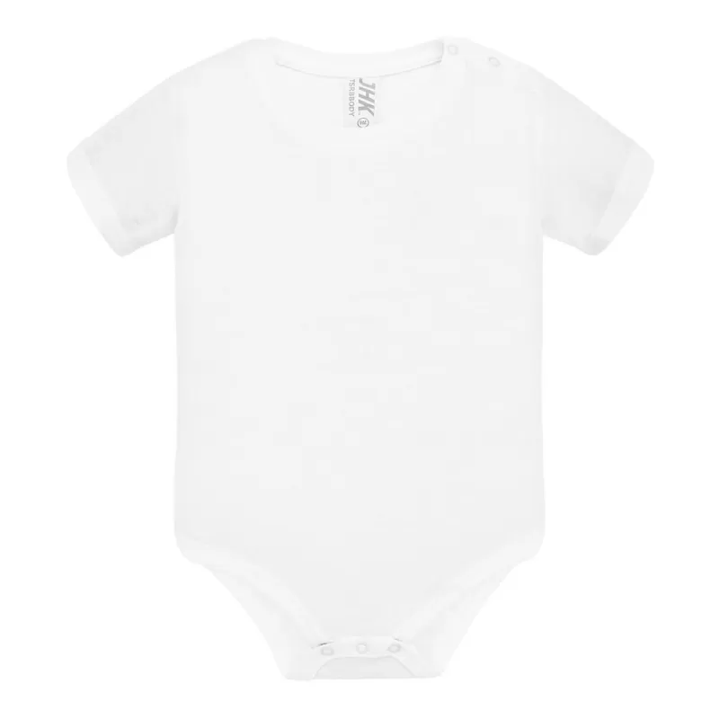 Body bébé coton manches courtes avec boutons pression, col côte, 170 g/m²
