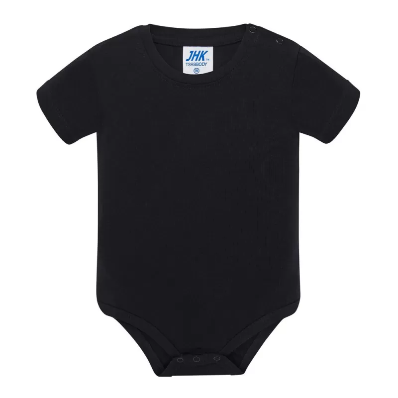 Body bébé coton manches courtes avec boutons pression, col côte, 170 g/m²