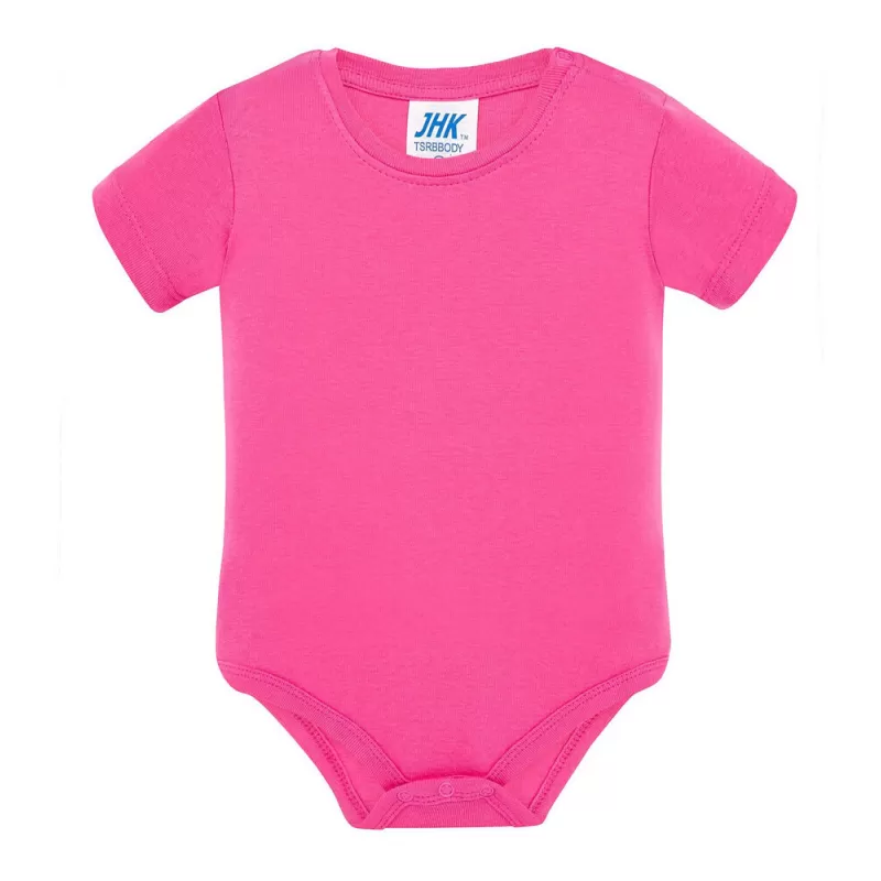 Body bébé coton manches courtes avec boutons pression, col côte, 170 g/m²