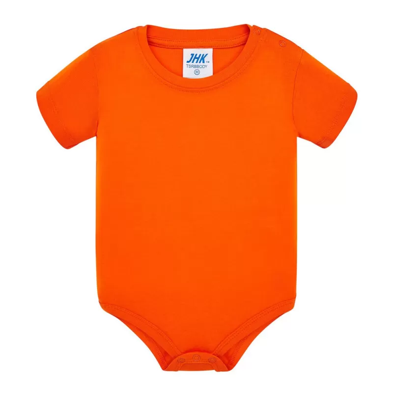 Body bébé coton manches courtes avec boutons pression, col côte, 170 g/m²