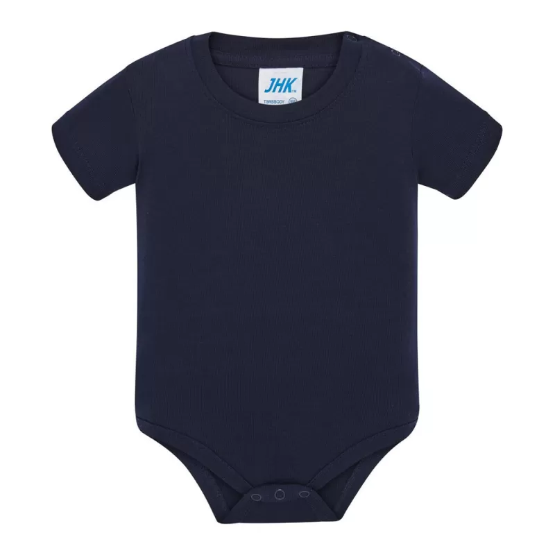 Body bébé coton manches courtes avec boutons pression, col côte, 170 g/m²