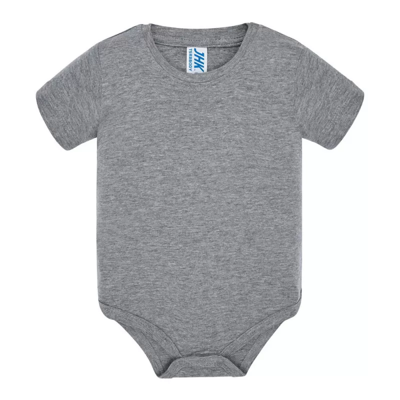 Body bébé coton manches courtes avec boutons pression, col côte, 170 g/m²