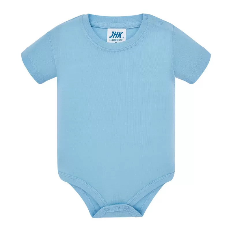 Body bébé coton manches courtes avec boutons pression, col côte, 170 g/m²