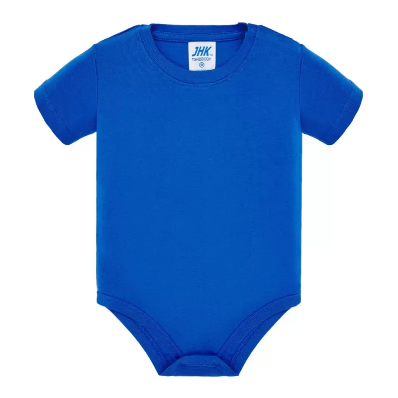 Body bébé coton manches courtes avec boutons pression, col côte, 170 g/m²
