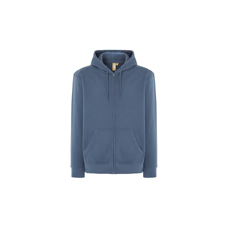 Sweat à capuche zippé en coton biologique et polyester recyclé, 275 g/m²
