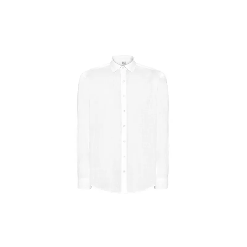 Chemise à manches longues en coton flammé sans boutons au cou
