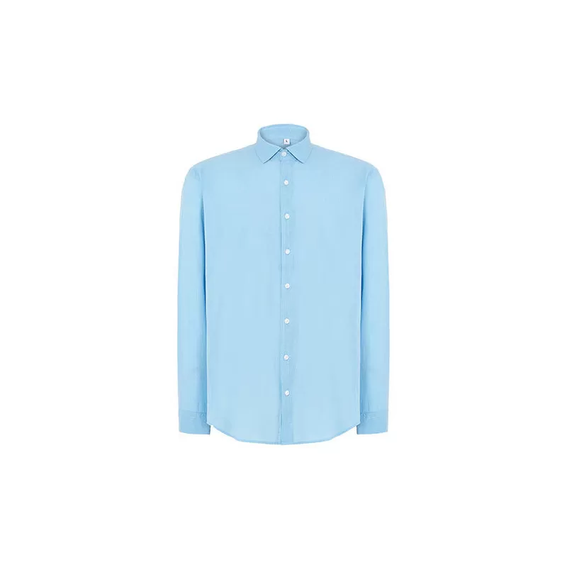 Chemise à manches longues en coton flammé sans boutons au cou
