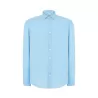 Chemise à manches longues en coton flammé sans boutons au cou