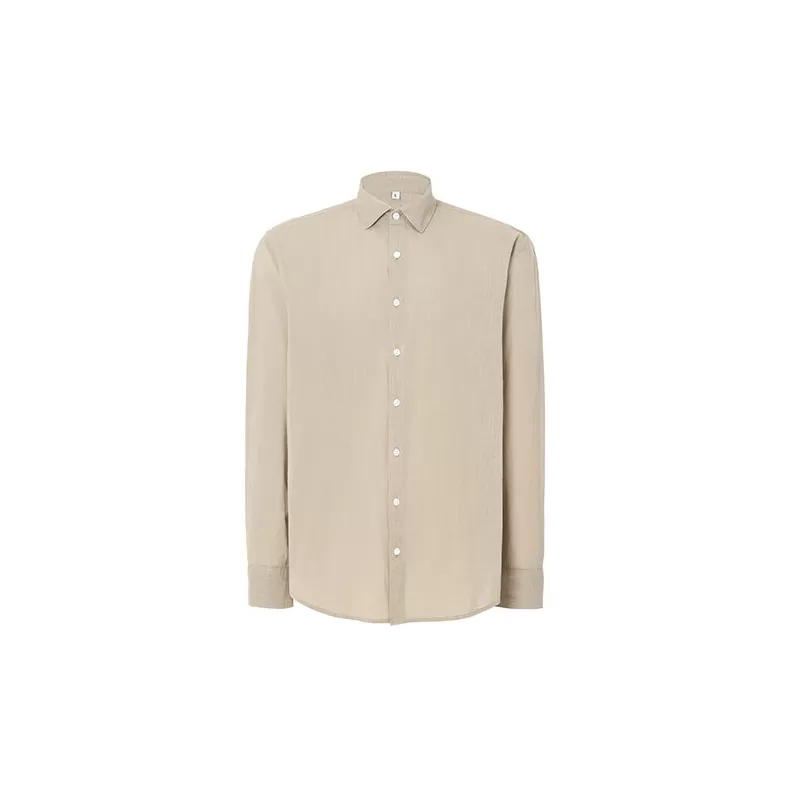 Chemise à manches longues en coton flammé sans boutons au cou