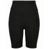 Short cycliste femme taille haute, coton extensible, coupe ajustée, 270 g/m²