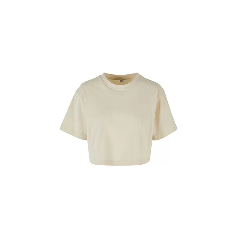 T-shirt court femme en coton oversize, manches courtes, col ras du cou, 140 g/m²
