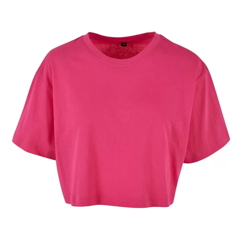 T-shirt court femme en coton oversize, manches courtes, col ras du cou, 140 g/m²