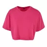 T-shirt court femme en coton oversize, manches courtes, col ras du cou, 140 g/m²
