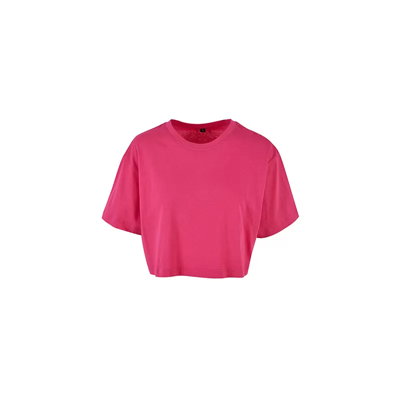 T-shirt court femme en coton oversize, manches courtes, col ras du cou, 140 g/m²