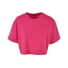 T-shirt court femme en coton oversize, manches courtes, col ras du cou, 140 g/m²