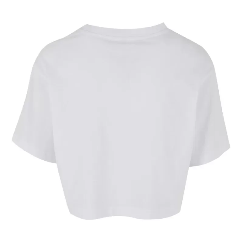 T-shirt court femme en coton oversize, manches courtes, col ras du cou, 140 g/m²