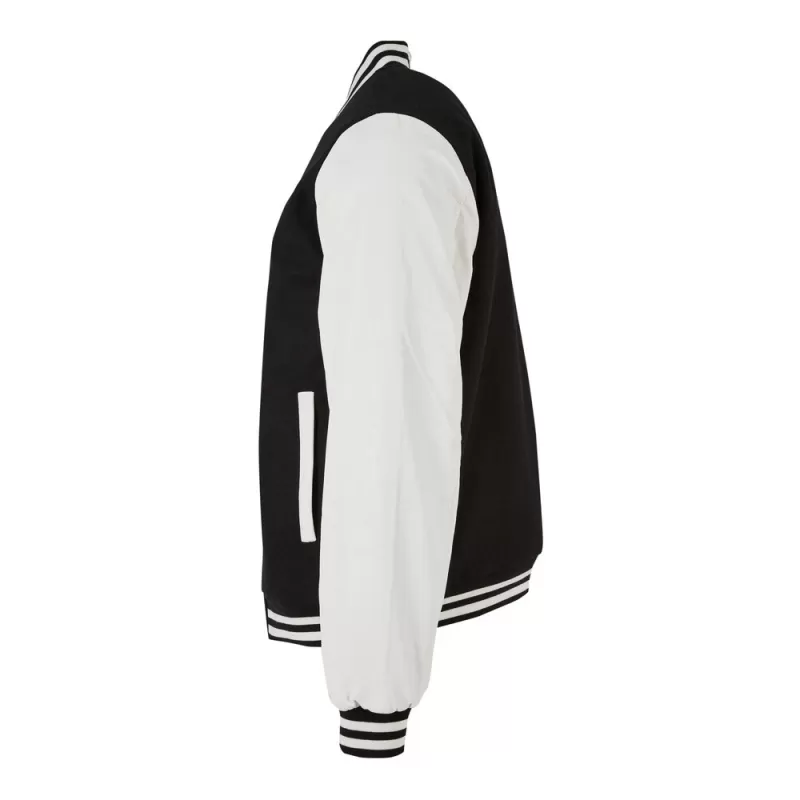 Veste baseball simili cuir col montant, manches contrastées, 400 g/m²