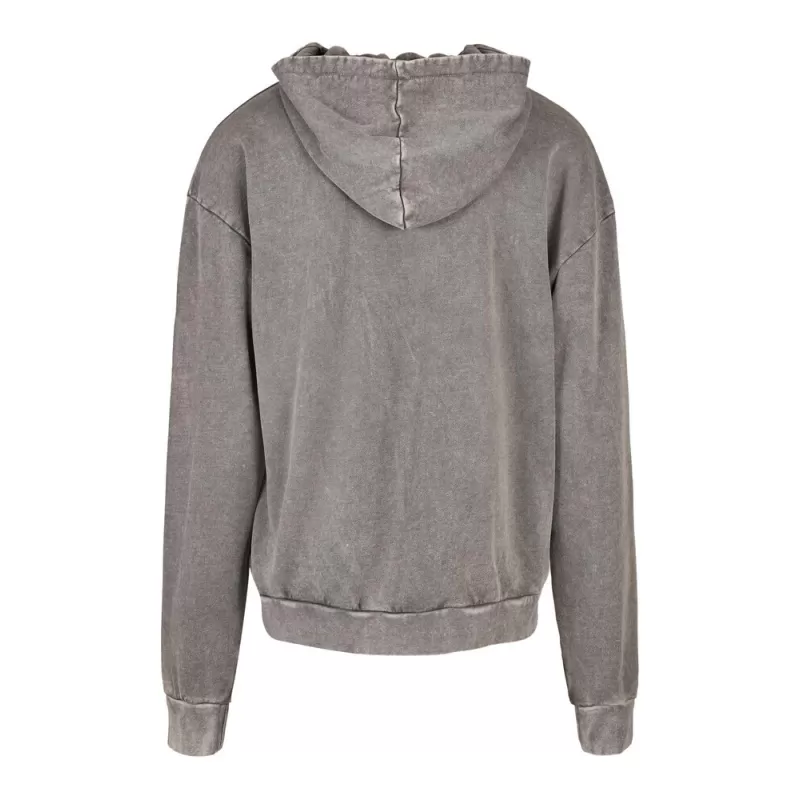 Sweat oversize en coton à capuche décoloré à l'acide, capuche sans cordon de serrage, 300 g/m²