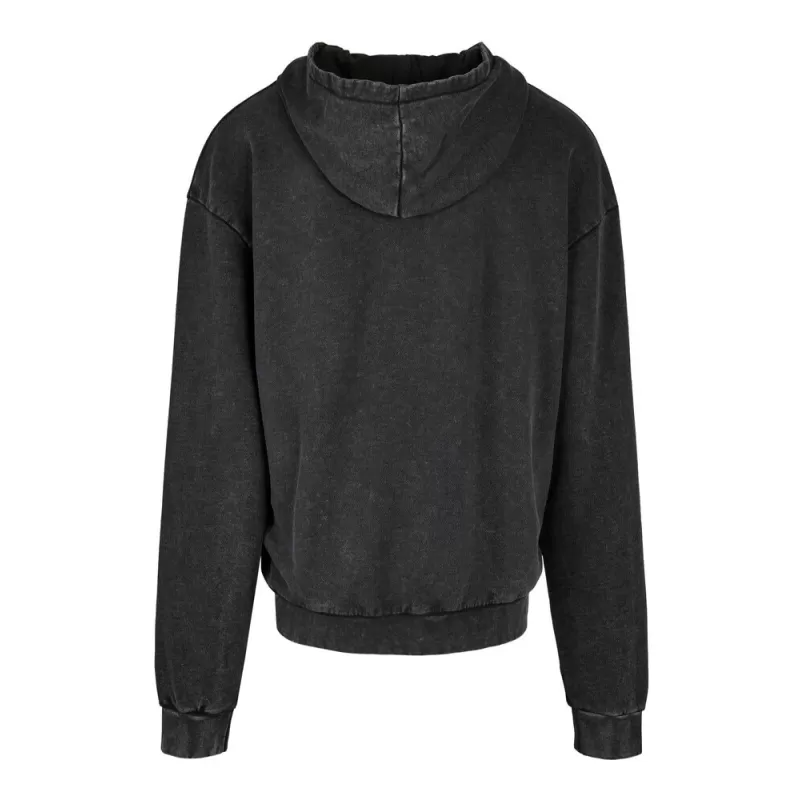 Sweat oversize en coton à capuche décoloré à l'acide, capuche sans cordon de serrage, 300 g/m²