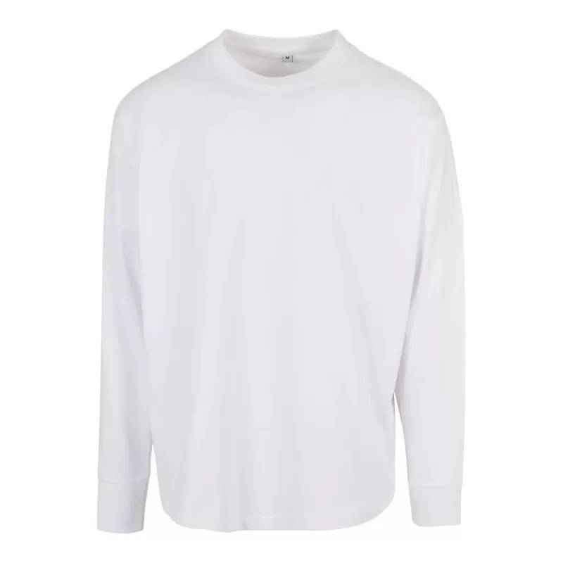 Tee-shirt manches longues oversize col rond, épaules tombantes, 220 g/m²