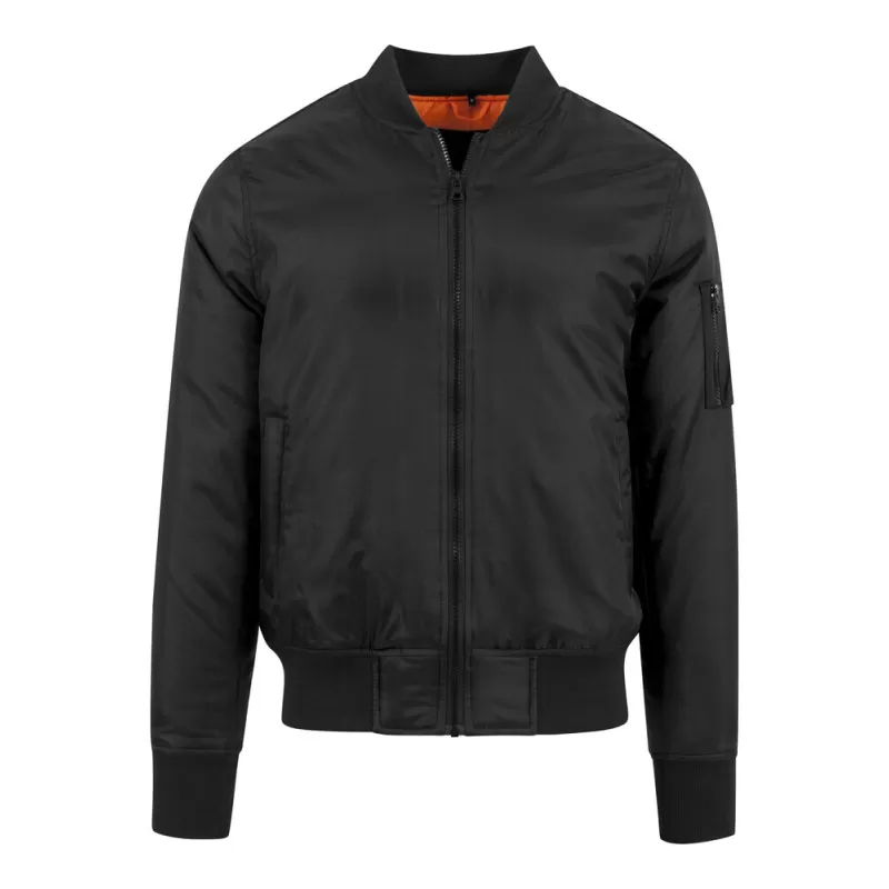 Veste bomber en polyester avec doublure orange, poches zippées, 160 g/m²