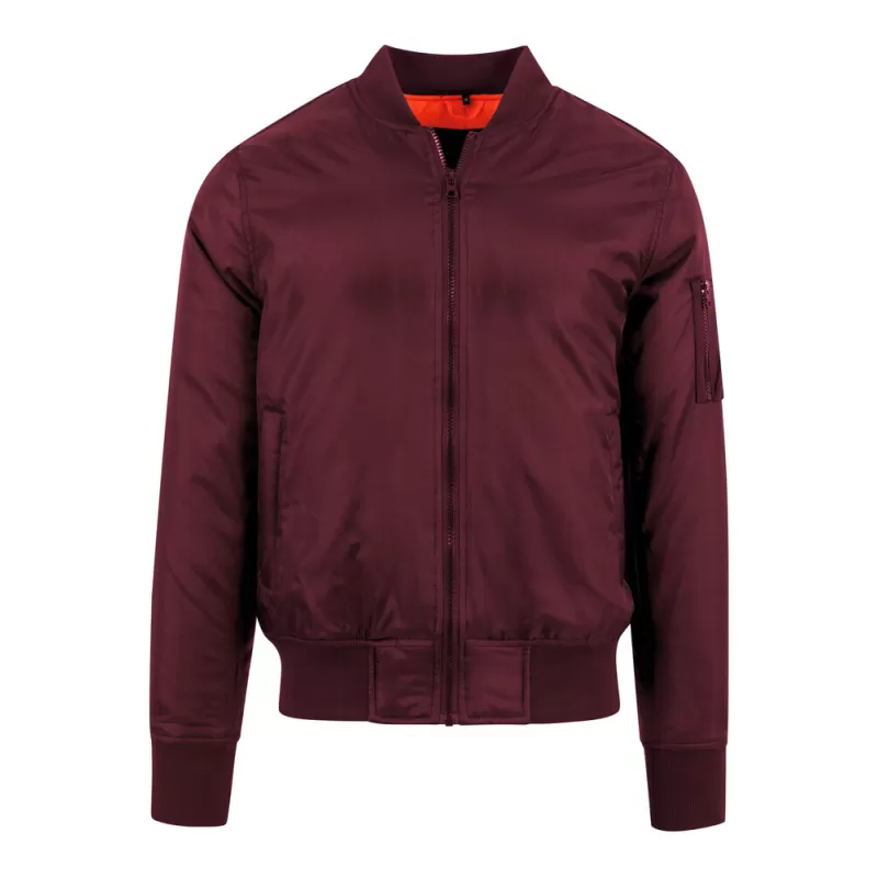 Veste bomber en polyester avec doublure orange, poches zippées, 160 g/m²