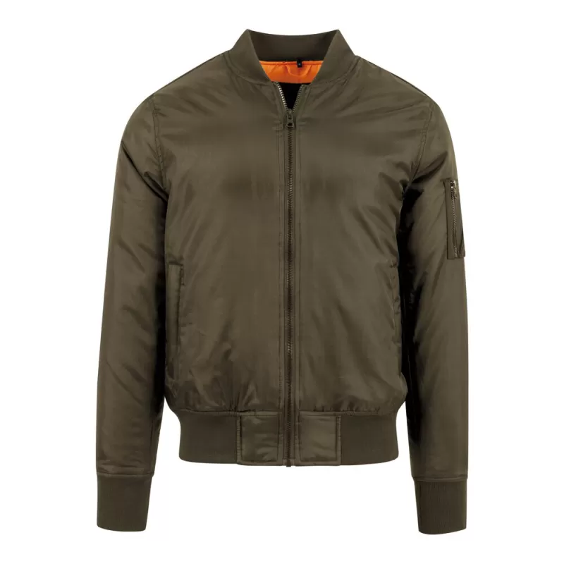 Veste bomber en polyester avec doublure orange, poches zippées, 160 g/m²