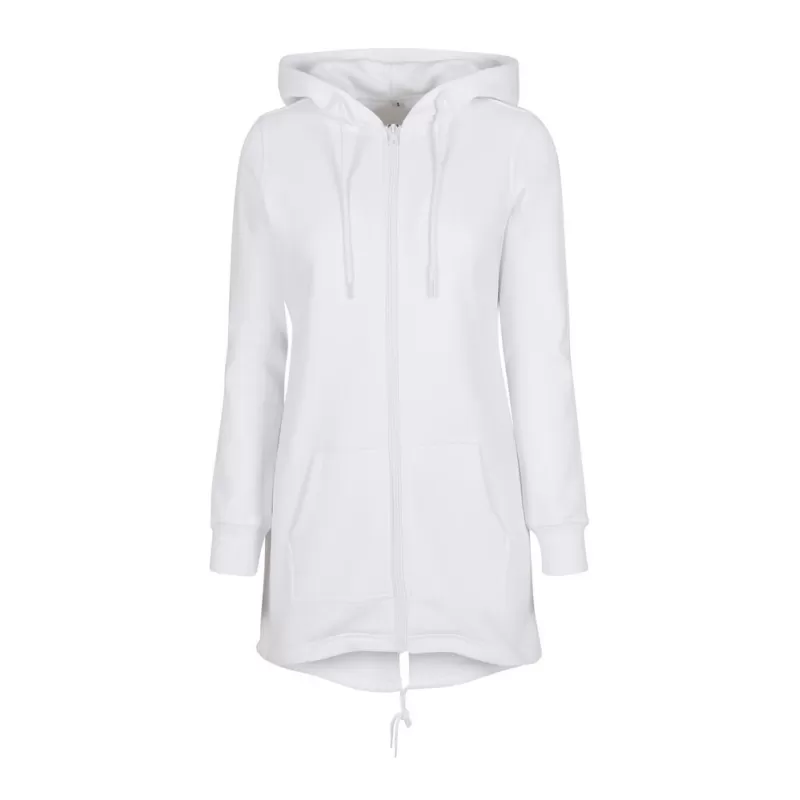 Long sweat zippé à capuche pour femme avec poches, 300 g/m²