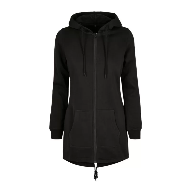 Long sweat zippé à capuche pour femme avec poches, 300 g/m²