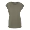 Tee-shirt femme coton léger coupe longue, manches courtes, 140 g/m²