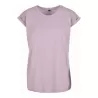 Tee-shirt femme coton léger coupe longue, manches courtes, 140 g/m²