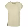 Tee-shirt femme coton léger coupe longue, manches courtes, 140 g/m²