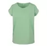 Tee-shirt femme coton léger coupe longue, manches courtes, 140 g/m²