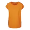 Tee-shirt femme coton léger coupe longue, manches courtes, 140 g/m²