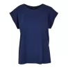 Tee-shirt femme coton léger coupe longue, manches courtes, 140 g/m²