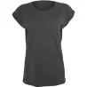 Tee-shirt femme coton léger coupe longue, manches courtes, 140 g/m²