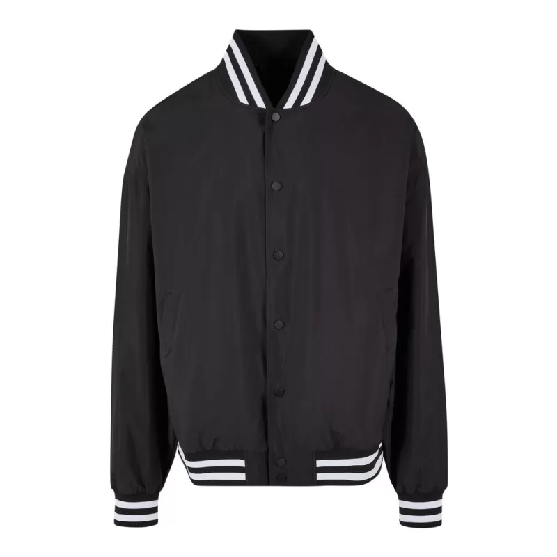 Veste baseball légère en polyester, col montant à rayures