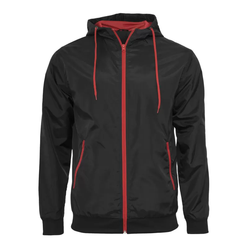 Veste à capuche coupe-vent, zip contrasté, respirante et imperméable