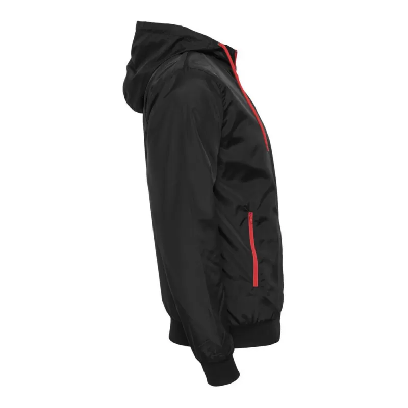 Veste à capuche coupe-vent, zip contrasté, respirante et imperméable