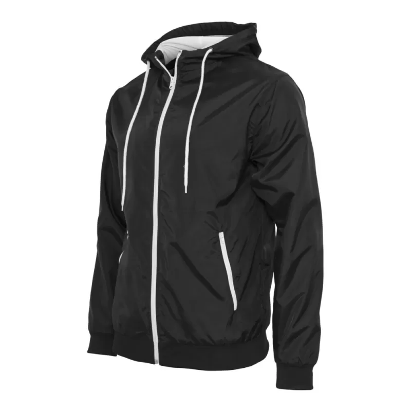Veste à capuche coupe-vent, zip contrasté, respirante et imperméable