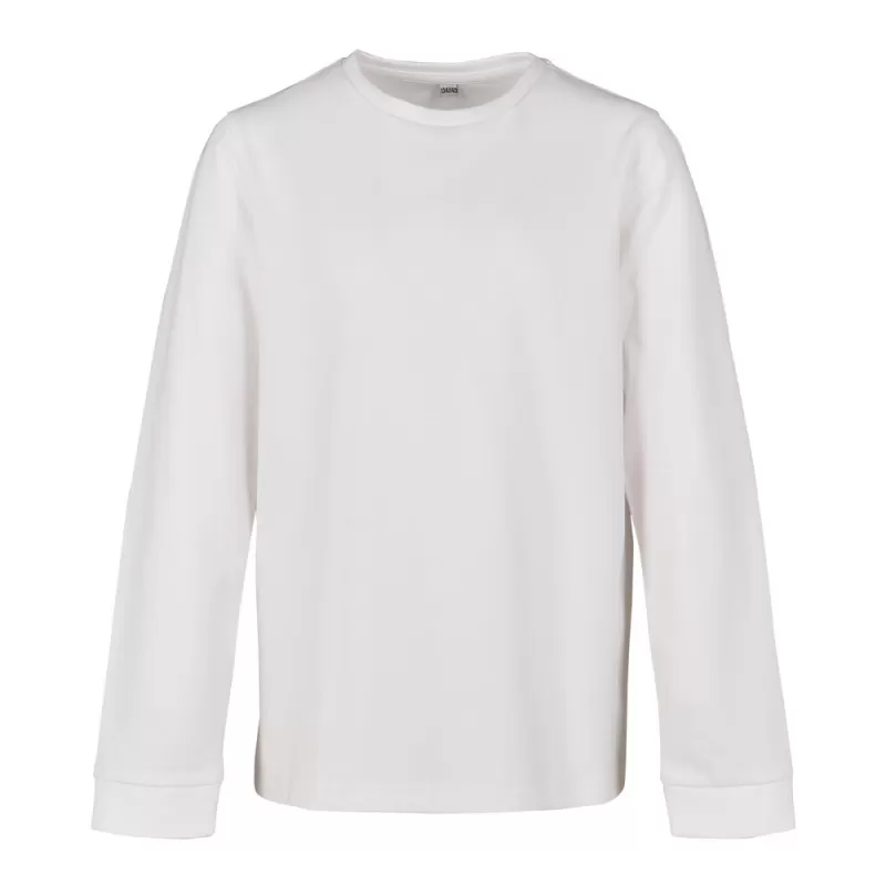 Tee-shirt manches longues enfant en coton, col rond, coupe large, 200 g/m²