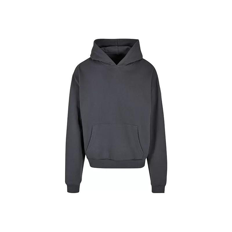 Sweat à capuche lourd en coton ultra épais, coupe casual, poche kangourou, 460 g/m²