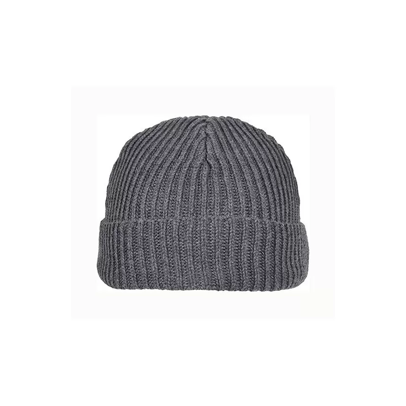 Bonnet tricoté uni en polyester recyclé, bord extra-large