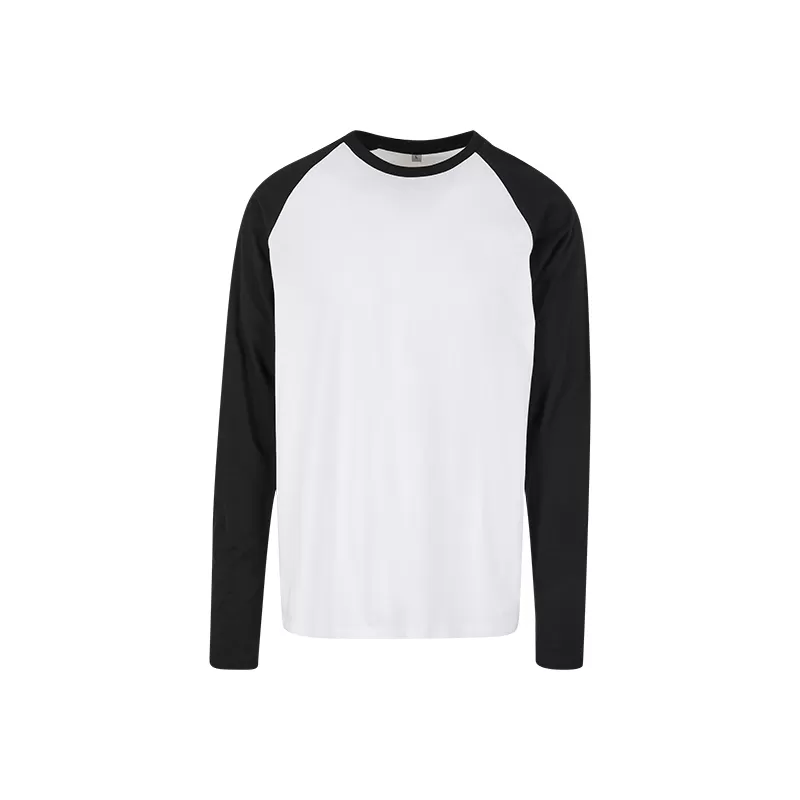 T-shirt homme manches longues raglan contrastées, col rond, 140 g/m²