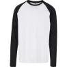 T-shirt homme manches longues raglan contrastées, col rond, 140 g/m²