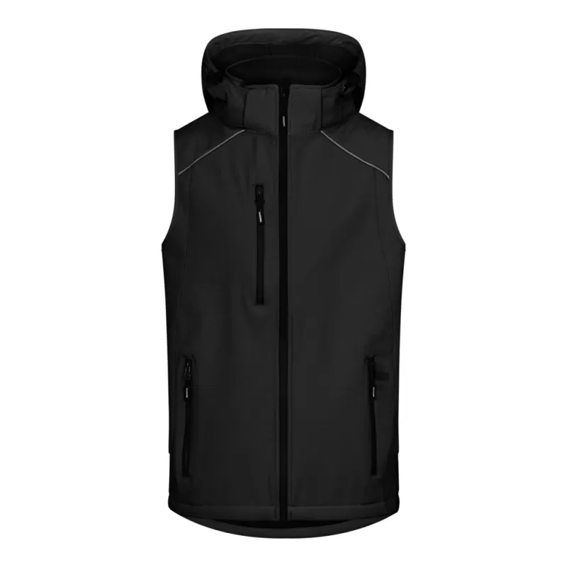 Bodywarmer homme softshell avec capuche, poches zippées, 310 g/m²