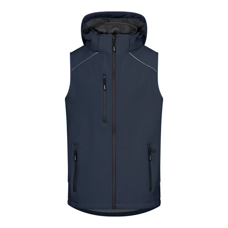 Bodywarmer homme softshell avec capuche, poches zippées, 310 g/m²