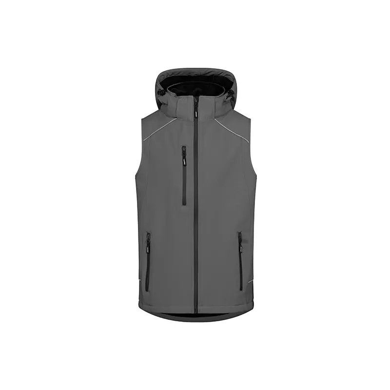 Bodywarmer homme softshell avec capuche, poches zippées, 310 g/m²