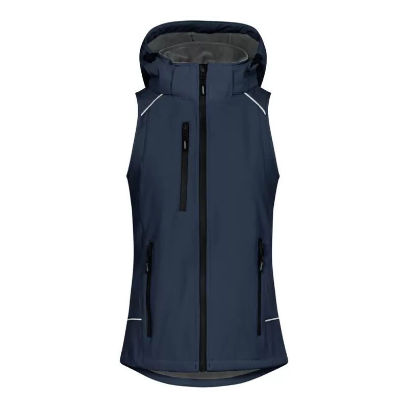 Bodywarmer femme softshell avec capuche, poches zippées, 310 g/m²