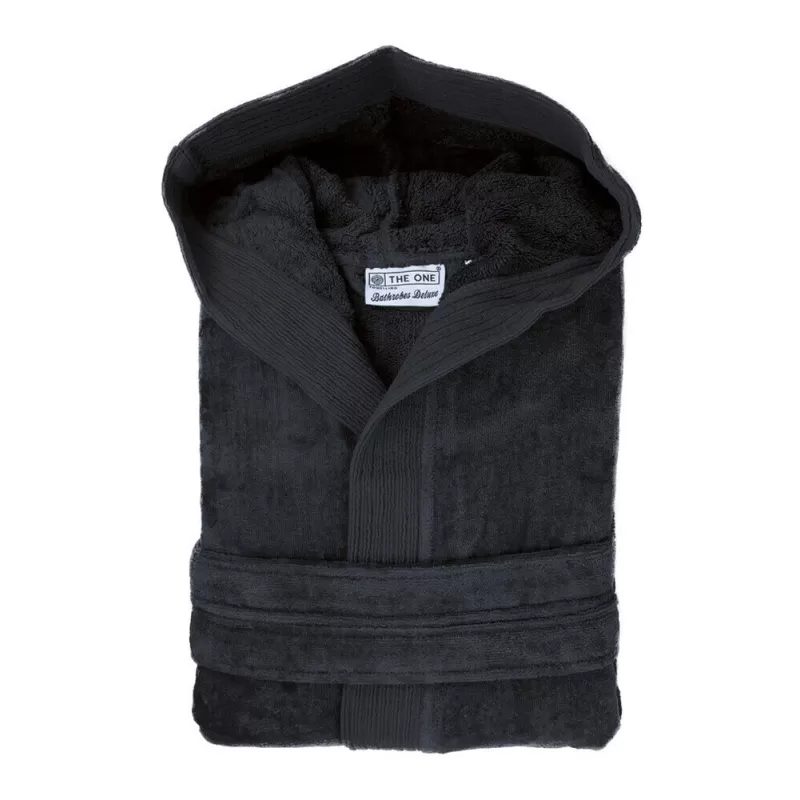 Peignoir à capuche en velours, intérieur en coton éponge séchage rapide, 450 g/m²